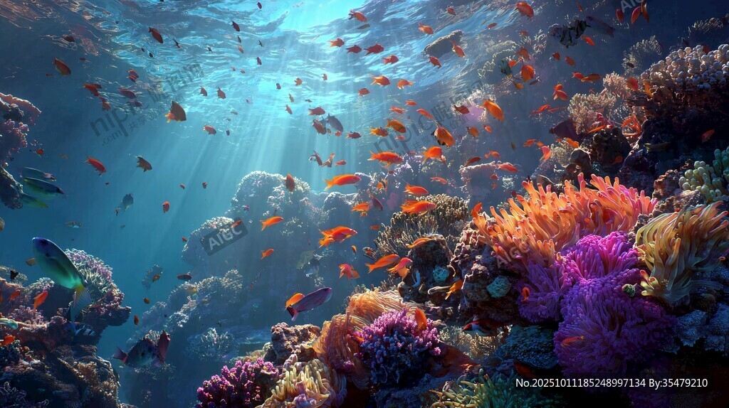 夢幻海底珊瑚與群魚景觀