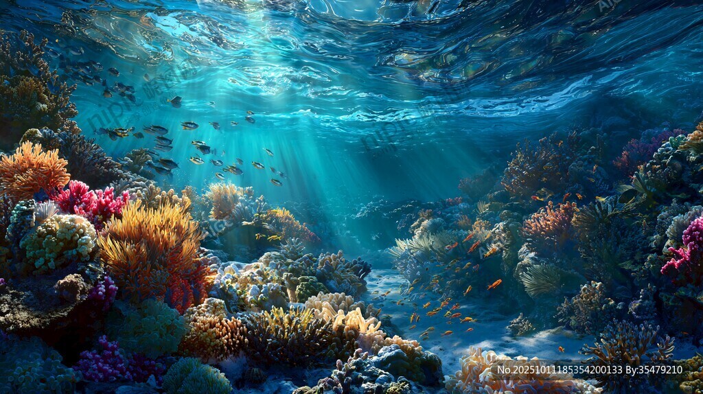夢幻海底珊瑚與游魚世界