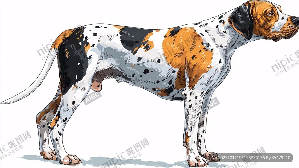 站立的斑點(diǎn)獵犬插畫