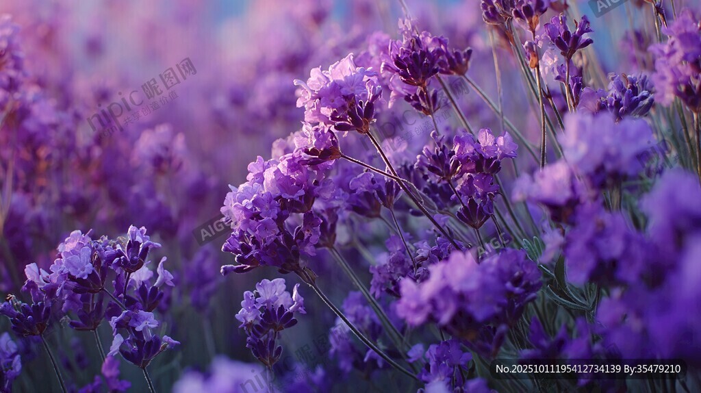紫色薰衣草花海浪漫綻放
