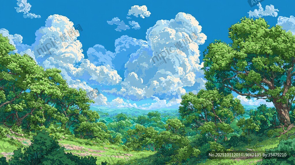 夏日綠野晴空夢幻風(fēng)景