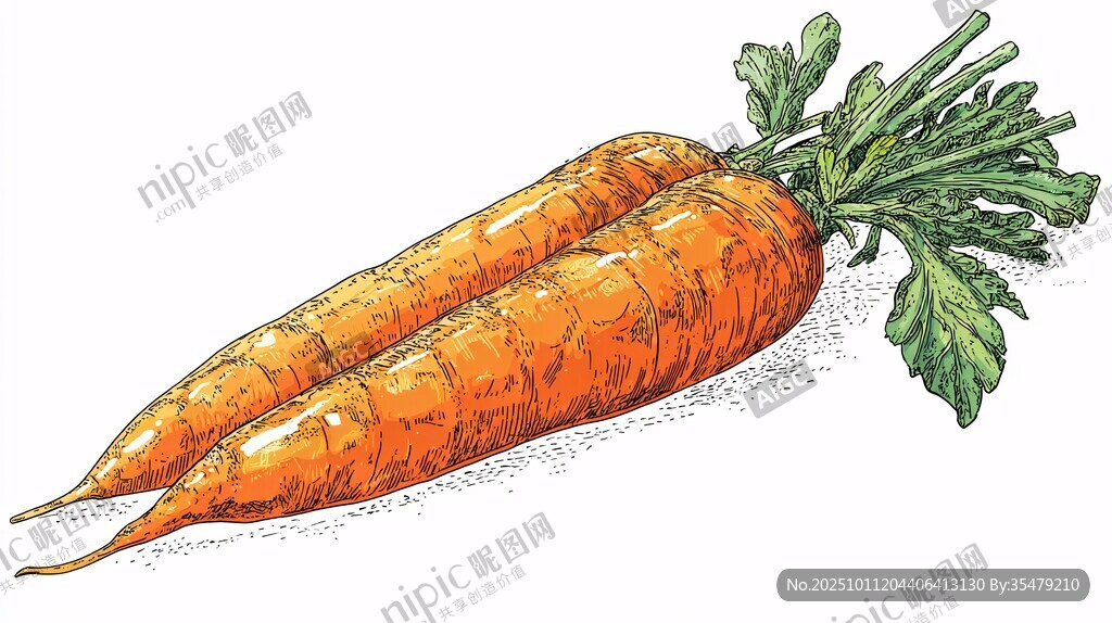 手繪雙胡蘿卜插畫