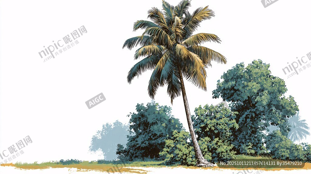 孤挺椰子樹 綠意盎然景