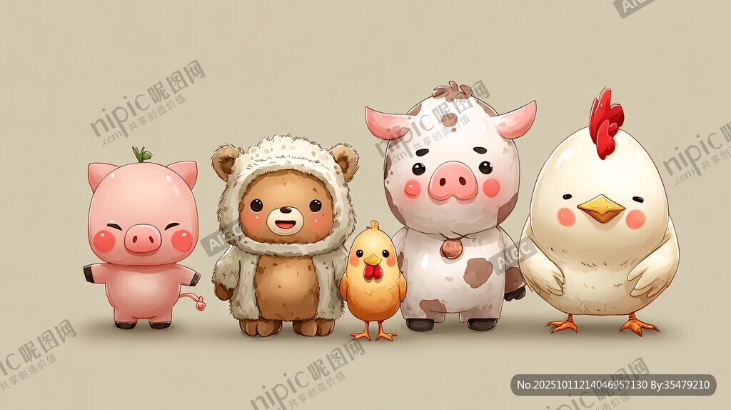 可愛(ài)萌趣動(dòng)物卡通形象