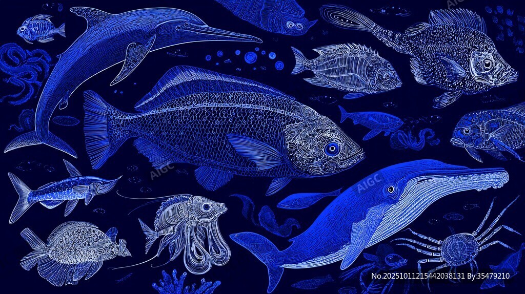 夢(mèng)幻海洋生物群像圖