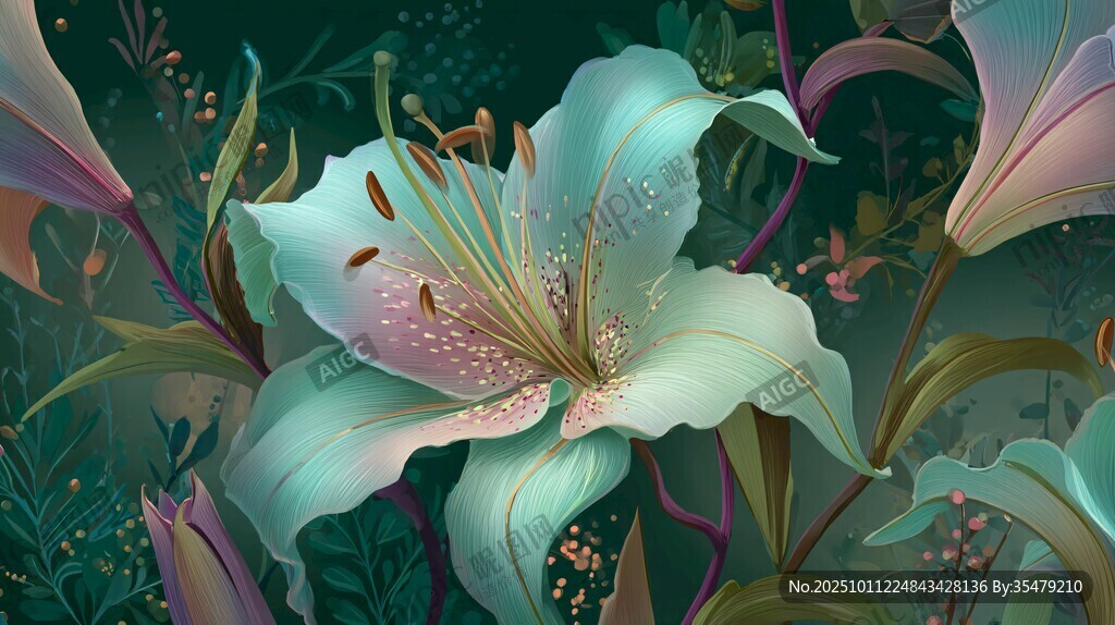 夢(mèng)幻藍(lán)百合綻放于幽境