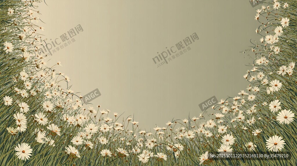 雛菊環(huán)繞的清新自然背景