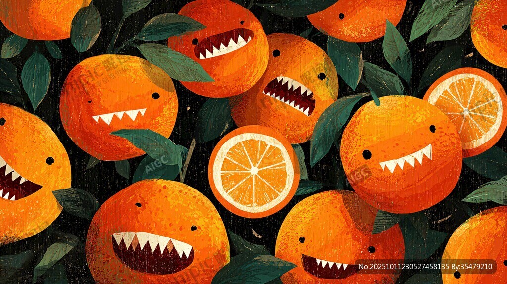 微笑的搞怪橙子插畫