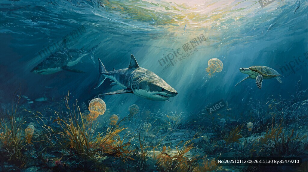 海底世界 鯊魚(yú)海龜共舞