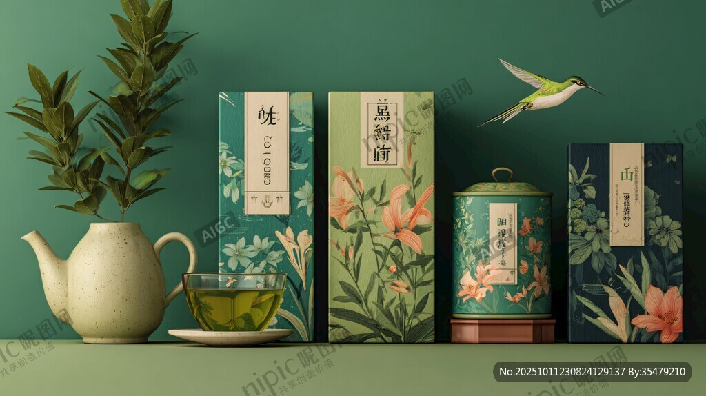 中式茶品與雅致茶具組合