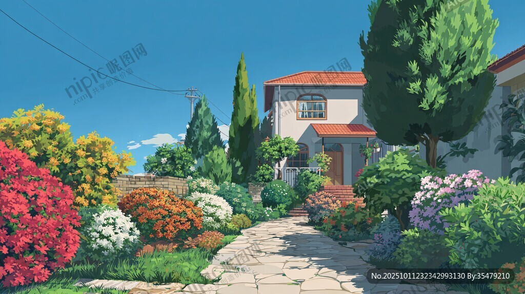多彩花園中的溫馨小屋