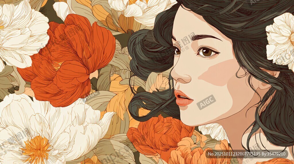 花叢中的優(yōu)雅女子
