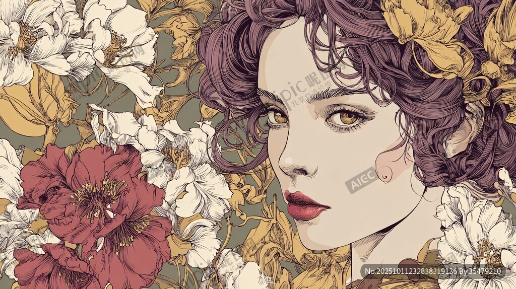 繁花簇擁的夢幻復(fù)古少女