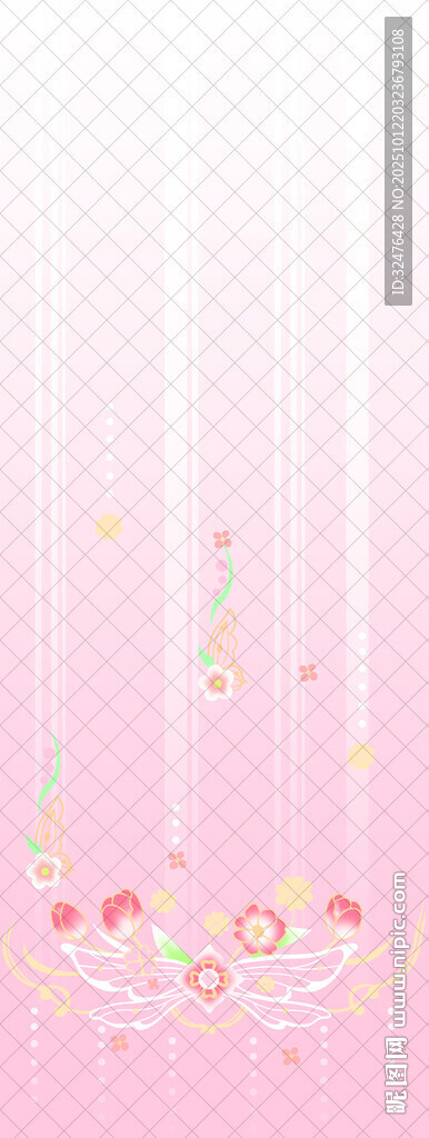 粉色夢幻花朵垂墜背景圖