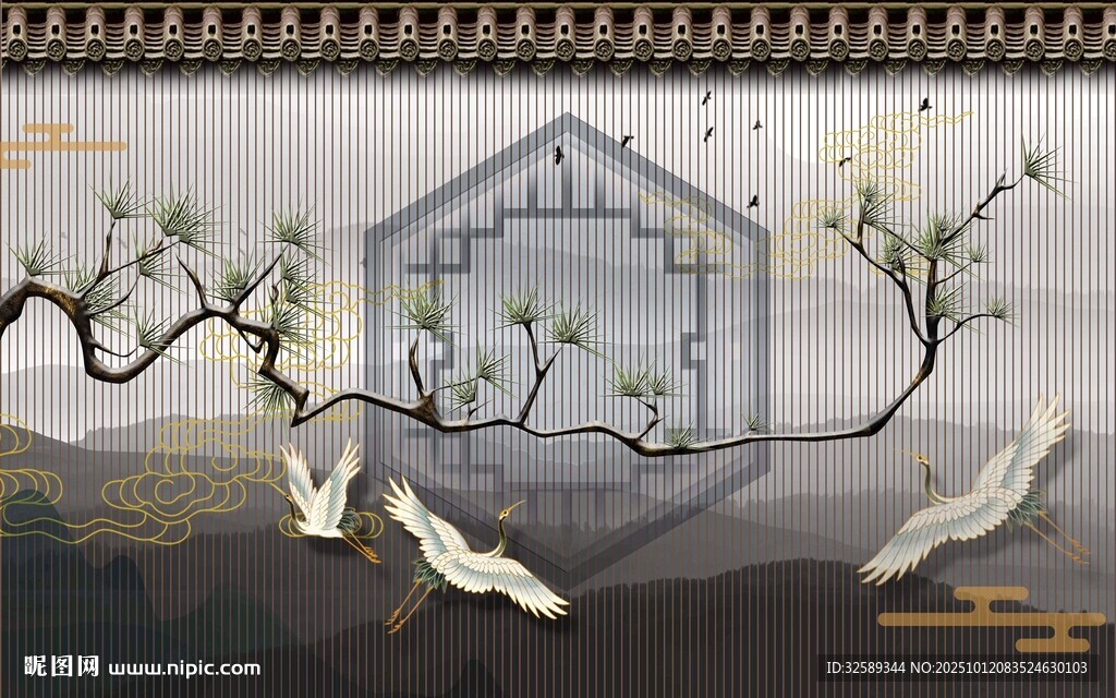 中式水墨風(fēng)花鳥裝飾畫