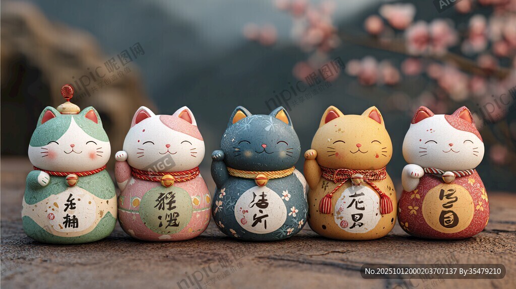 可愛招財(cái)貓擺件 寓意美好