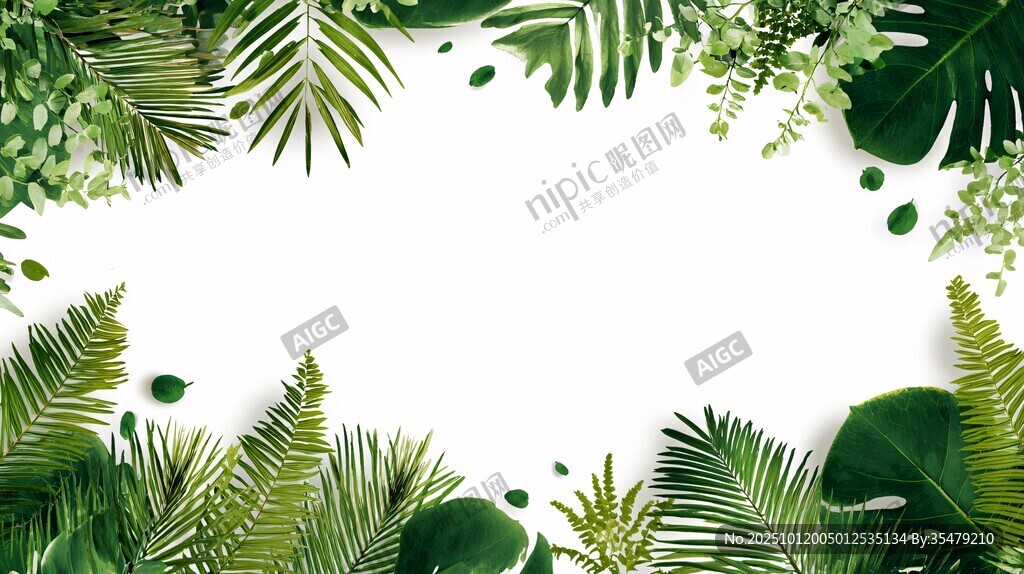綠葉環(huán)繞的清新自然邊框