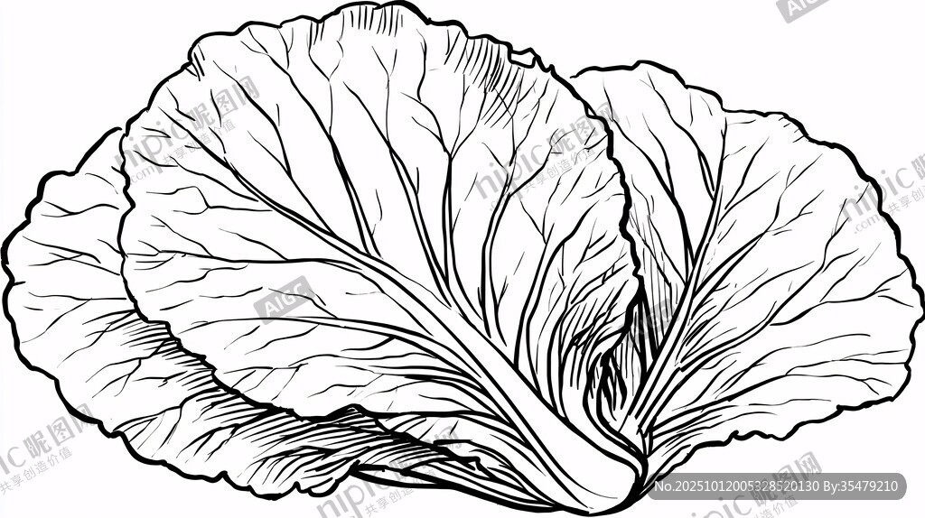 手繪白菜線條圖