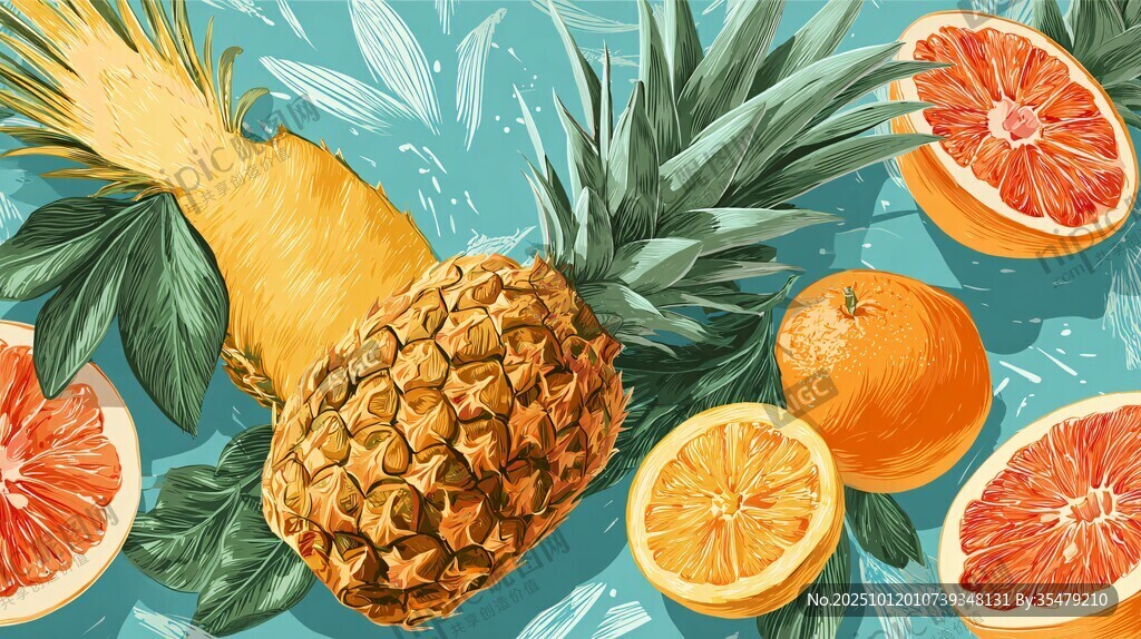 熱帶水果插畫 清新視覺享受