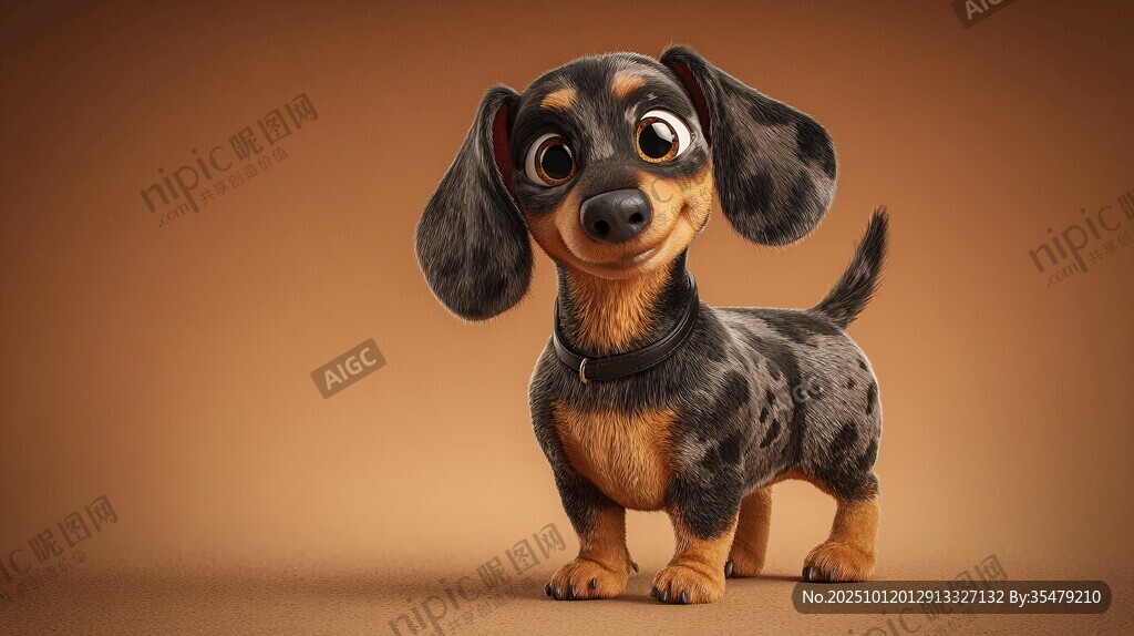可愛斑點臘腸犬卡通形象