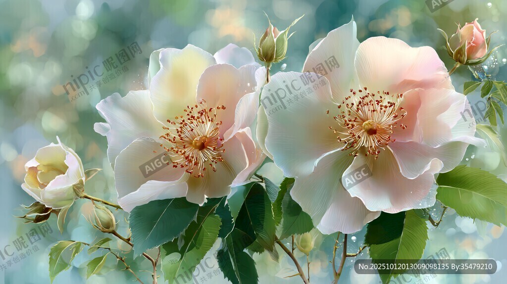 夢(mèng)幻粉色薔薇綻放