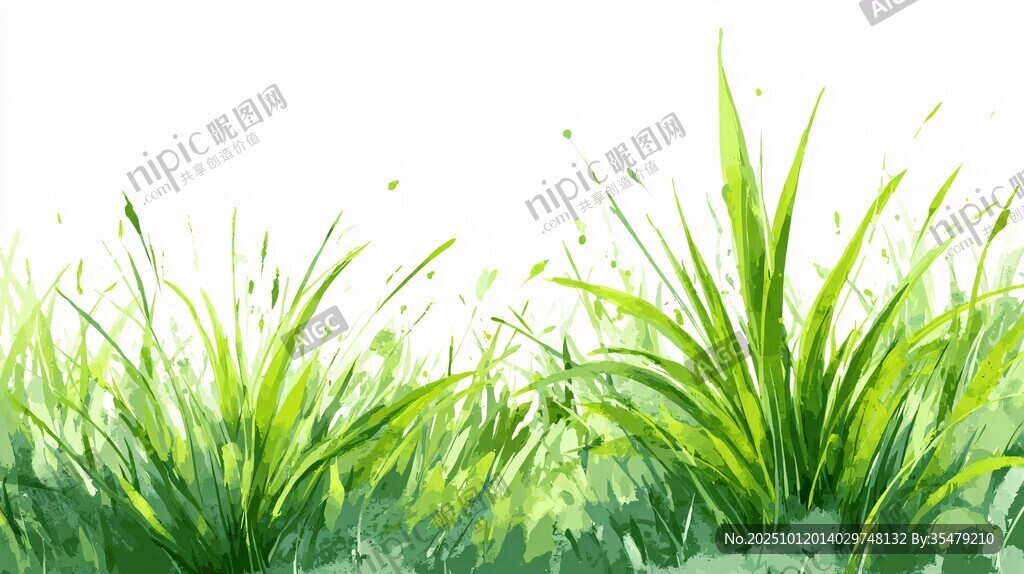 清新嫩綠草叢插畫(huà)