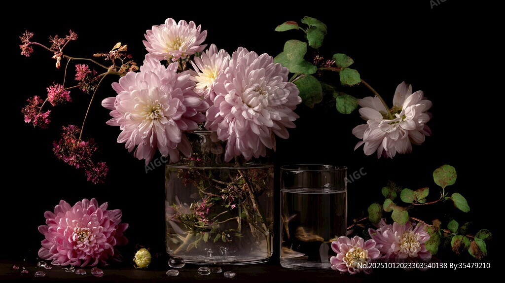 紫菊插花靜物優(yōu)雅景致
