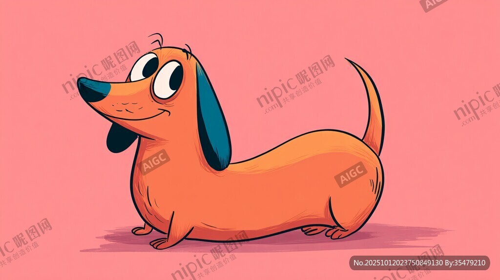 可愛臘腸犬卡通形象