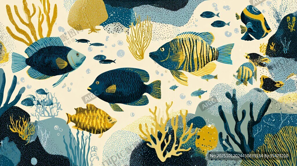 海底魚群與珊瑚奇幻景象