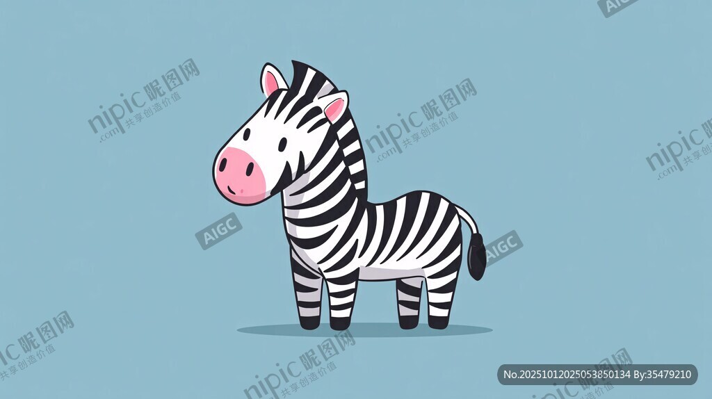 可愛卡通斑馬插畫