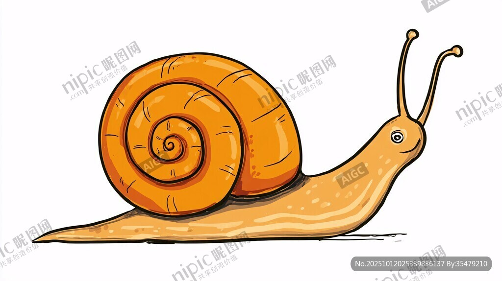 卡通橙色蝸牛形象插畫(huà)