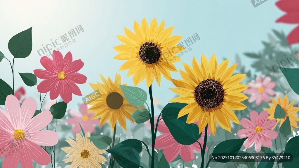 絢麗多彩的花卉插畫世界