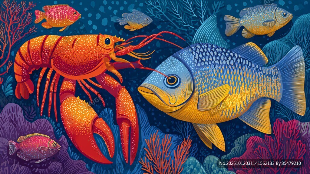 海底魚蝦共舞奇幻景象