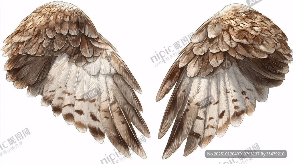 逼真鳥類羽翼插畫