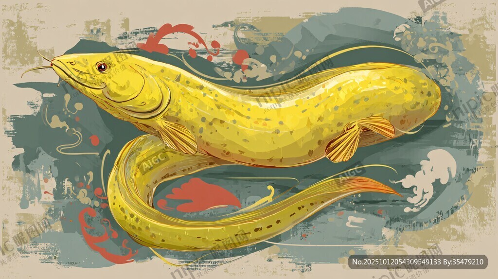 黃色游魚藝術(shù)插畫