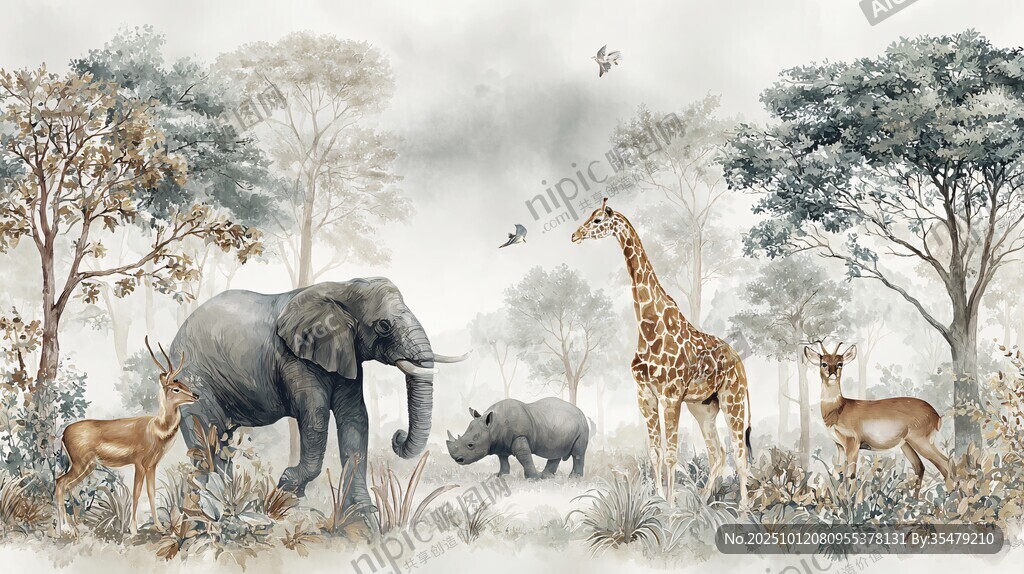 森林中的野生動物聚會