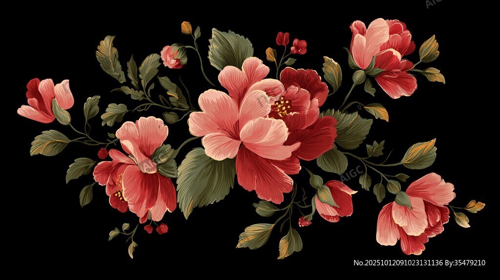 復(fù)古風(fēng)粉色花卉圖案設(shè)計(jì)