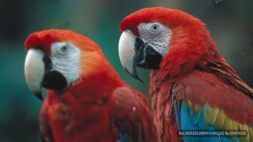 雙紅金剛鸚鵡特寫