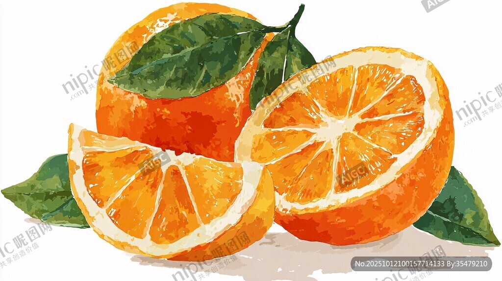 水彩繪鮮橙 清新自然風(fēng)