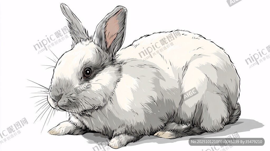 可愛白兔插畫