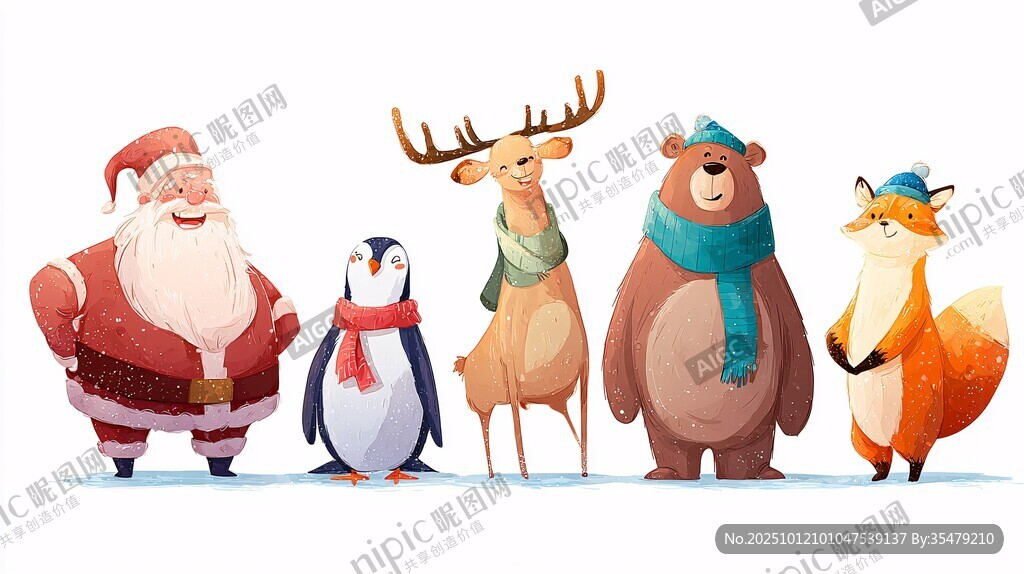 圣誕動(dòng)物與圣誕老人同框