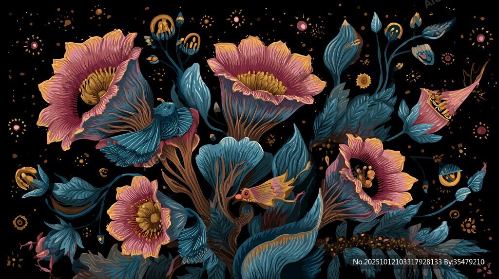 夢幻花卉插畫 神秘絢麗風(fēng)