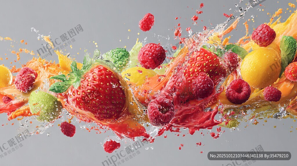 繽紛水果飛濺瞬間