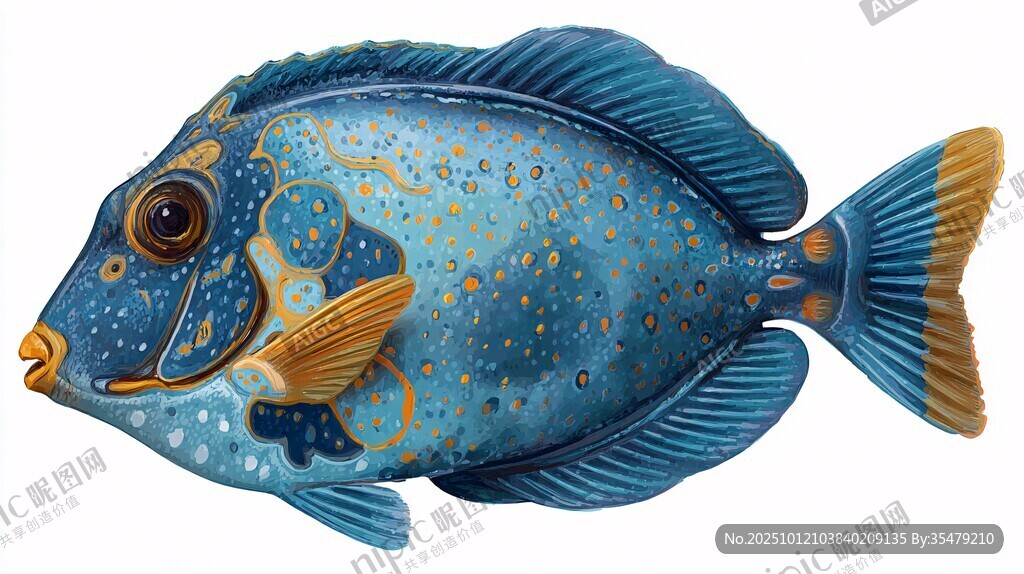 藍色斑點熱帶魚插畫