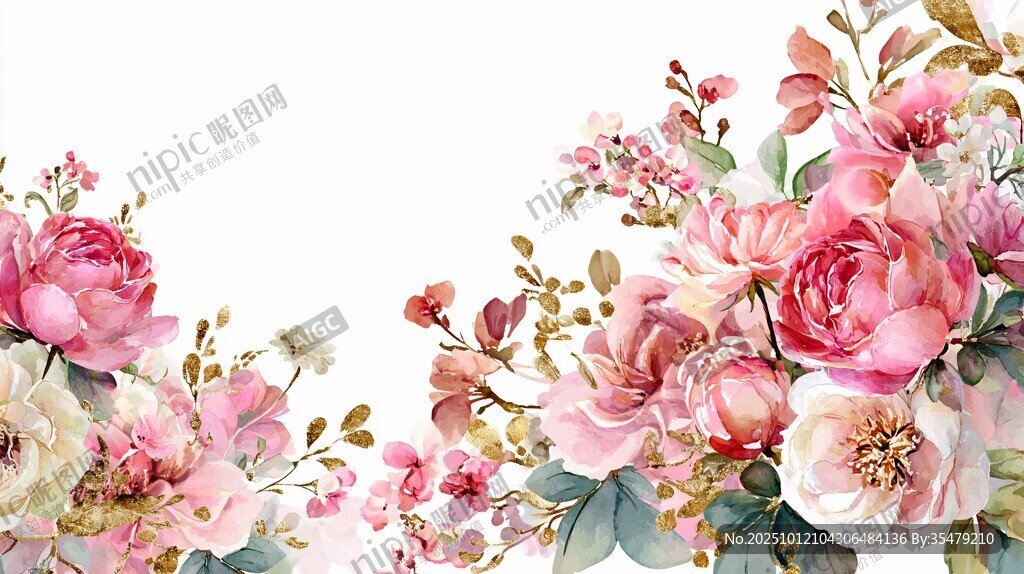 浪漫花卉邊框圖案設(shè)計(jì)