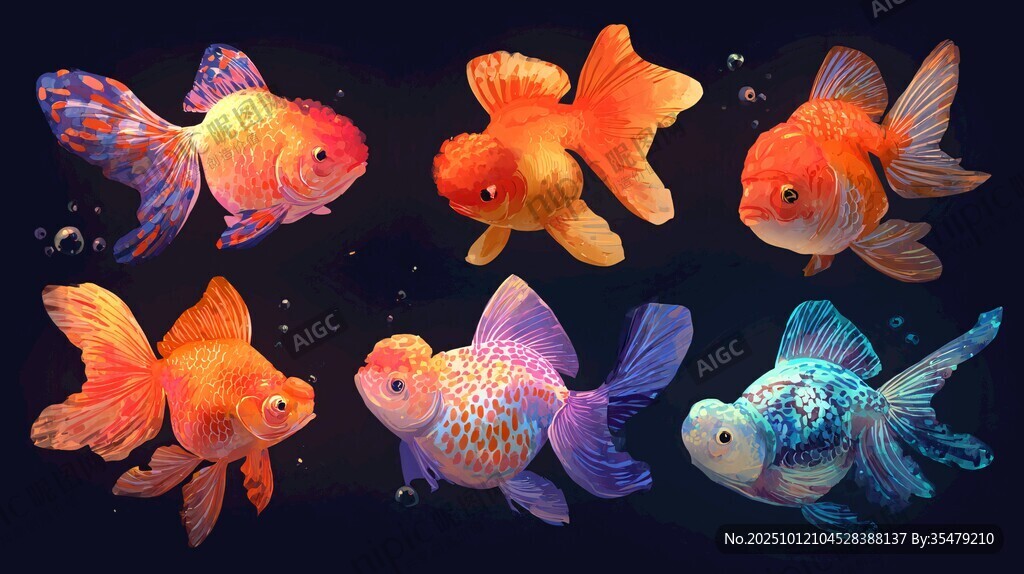 五彩斑斕的美麗金魚
