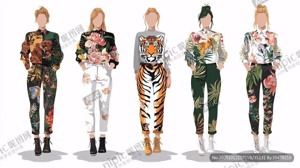 時(shí)尚印花服裝模特展示