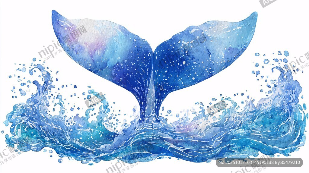 夢幻藍鯨魚尾破水瞬間