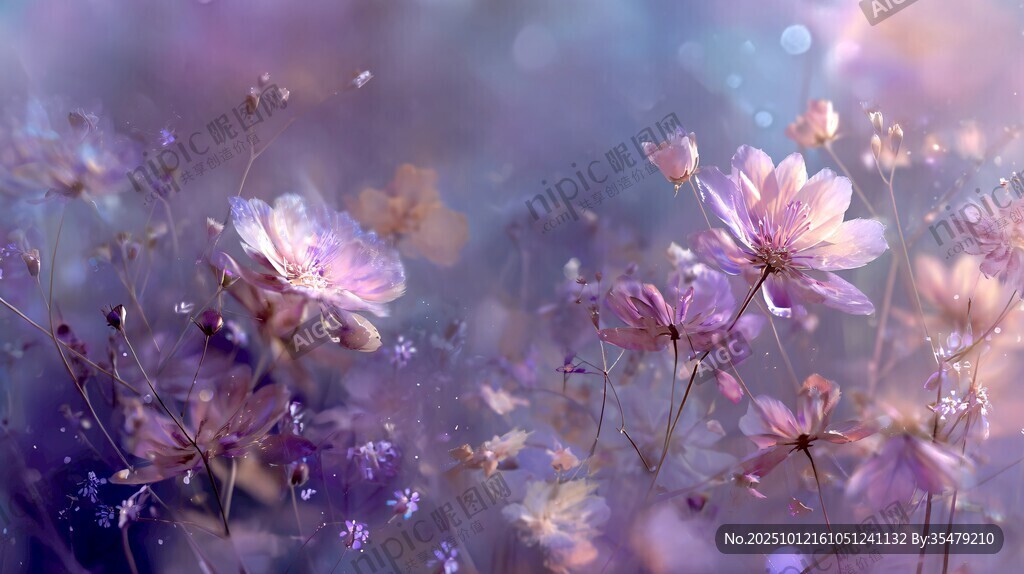夢幻紫色花卉浪漫場景