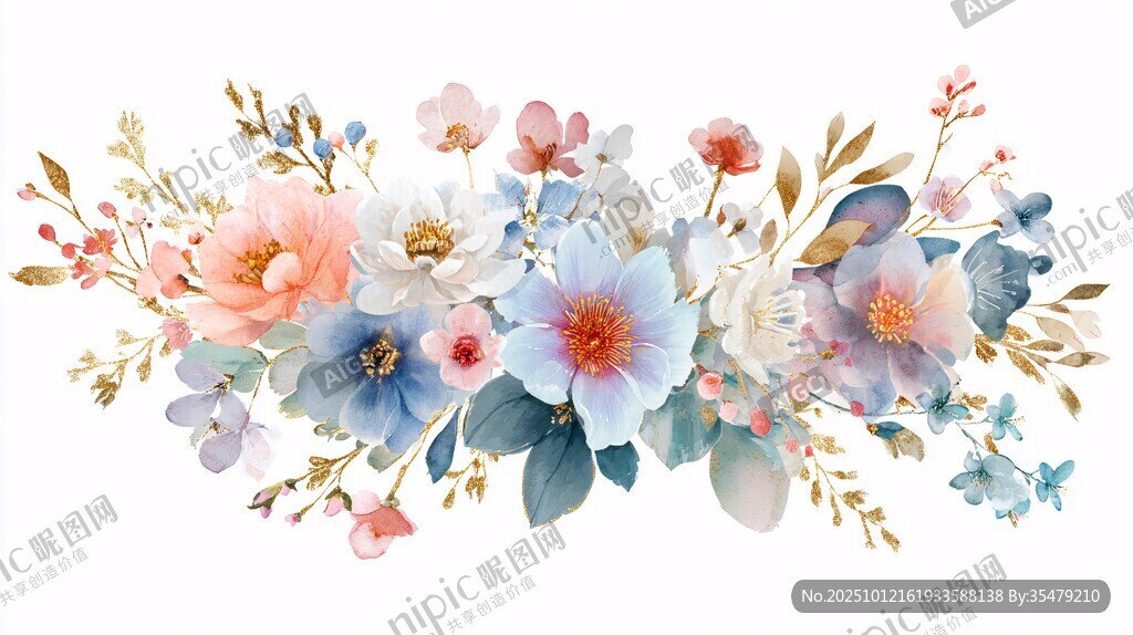 浪漫花卉組合插畫